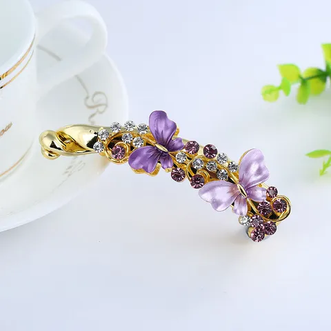 Pince Banane Papillon Strass en Alliage Pince à Cheveux Élégante Accessoires de Cheveux pour Femmes