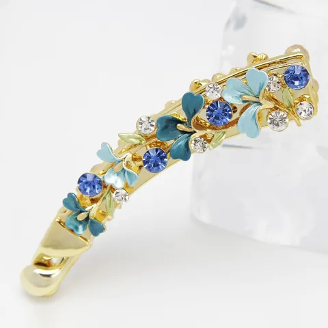 Style Coréen Métal Floral Banane Pince à Cheveux Strass Peint Accessoires de Coiffure pour Femmes Support de Queue de Cheval