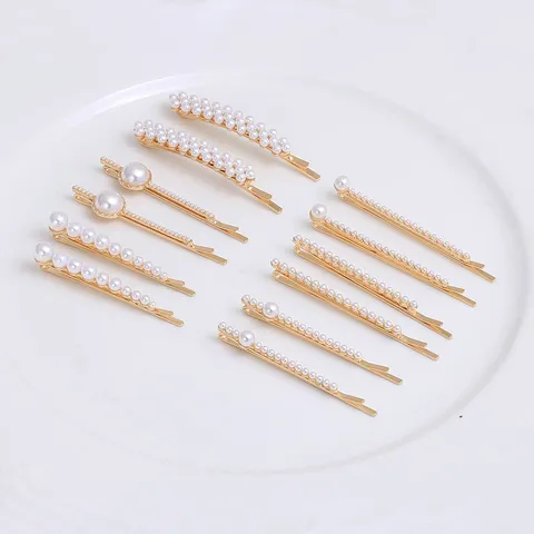 Vintage Élégante Perle Artificielle Pince à Cheveux Épingle en Métal Doré Pince Latérale Frange Accessoires de Cheveux pour Femmes Bijoux