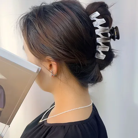 Minimaliste Transparent Dégradé Vague Pince à Cheveux Acrylique Pince Requin Accessoires de Coiffure pour Femmes Coiffure Quotidienne