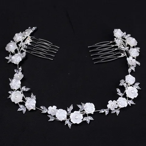 Peigne à Cheveux de Mariée en Alliage Strass Perle Artificielle Pince à Cheveux Fleur Coiffure de Mariage Accessoires pour Femmes