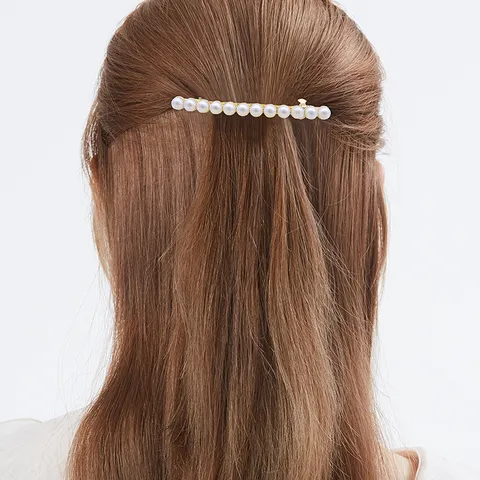 Barrette à Cheveux à Ressort en Métal Perle Artificielle Strass Élégante pour Femmes Accessoires de Coiffure