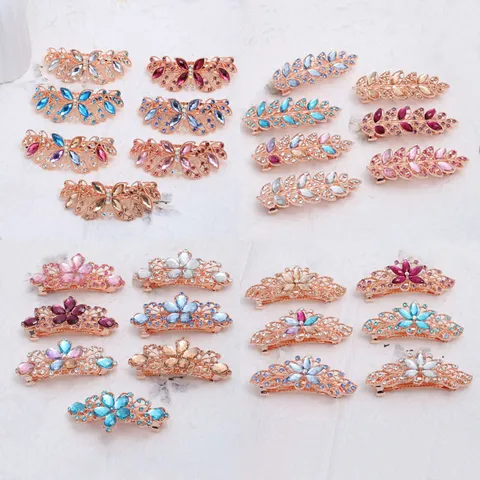 Style Coréen Alliage Creux Strass Fleur Pince à Cheveux Arrière de Tête Épingle à Cheveux Printemps pour Femmes Accessoires de Mode