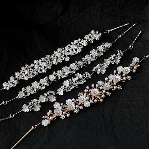 Serre-tête Floral de Mariage Vintage Strass Perle Artificielle Accessoires de Cheveux pour Femmes