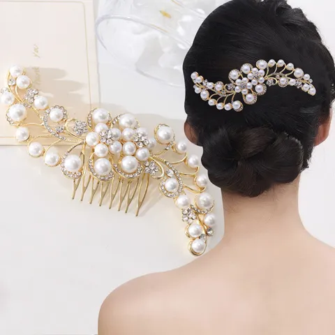 Braut Haarkamm Legierung Künstliche Perle Strass Haarschmuck Hochzeit Haarteil Haarschmuck Schmuck für Damen