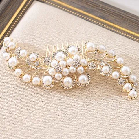 Braut Haarkamm Legierung Künstliche Perle Strass Haarschmuck Hochzeit Haarteil Haarschmuck Schmuck für Damen