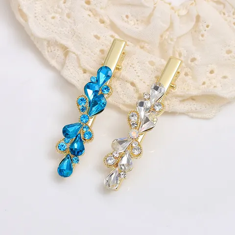 Pince à Cheveux Bec de Canard Nœud Strass Alliage Exquise Élégante Épingle Brillante Accessoires de Cheveux pour Femmes