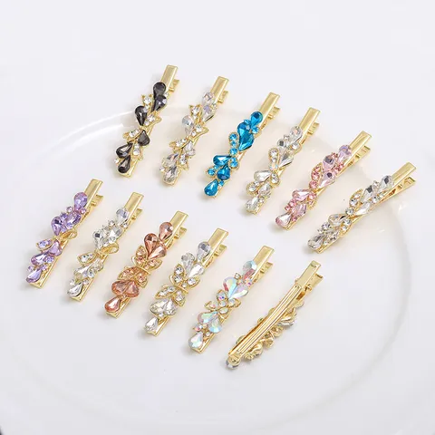 Pince à Cheveux Bec de Canard Nœud Strass Alliage Exquise Élégante Épingle Brillante Accessoires de Cheveux pour Femmes