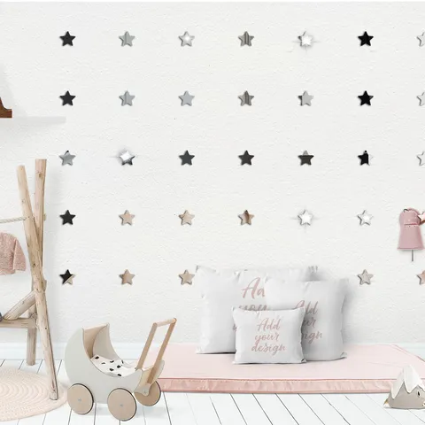Acrylic Mirror Star Wall Stickers 3D Self Adhesive Decorative Wall Decals For Living Room Kids Bedroom Home Decor