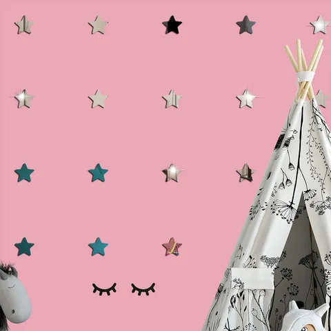 Acrylic Mirror Star Wall Stickers 3D Self Adhesive Decorative Wall Decals For Living Room Kids Bedroom Home Decor