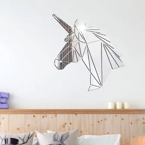 Geometric Unicorn Acrylic Mirror Wall Sticker Waterproof Self Adhesive Art Decal For Kids Room Living Room Home Decoration
