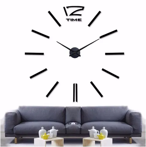 3D Large DIY Acrylic Wall Clock Modern Minimalist Mirror Wall Sticker Clock Silent Big Needle Home Living Room Decor