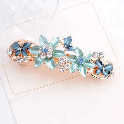 Pince à Cheveux Papillon en Strass en Alliage pour Femmes Élégante Pince à Cheveux Printemps Florale Cadeau Accessoires Cheveux