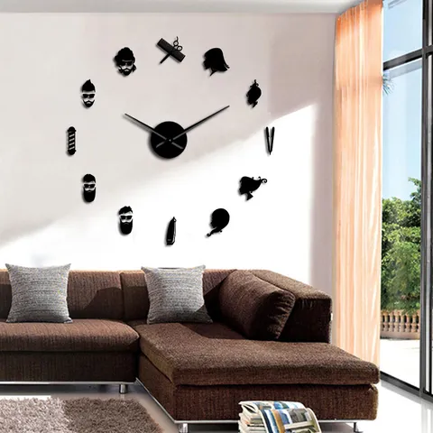Modern DIY Acrylic Wall Clock Large 3D Mirror Wall Sticker European Style Hair Salon Decor Silent Giant Clock