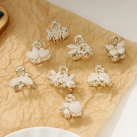 Style Coréen Doux Mini Pince à Cheveux Perle Alliage Mignon Animal Fleur Pince à Cheveux Accessoires de Cheveux pour Femmes Filles