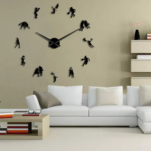 3D Acrylic Basketball Player DIY Wall Clock Modern Minimalist Silent Large Wall Clock Home Decor