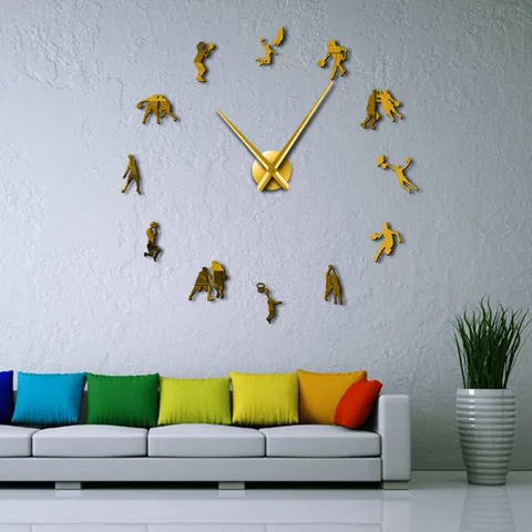3D Acrylic Basketball Player DIY Wall Clock Modern Minimalist Silent Large Wall Clock Home Decor