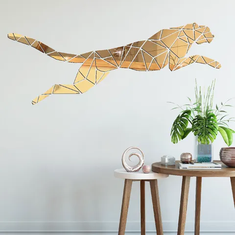 Geometric Leopard Acrylic Wall Sticker 3D Mirror Wall Decal Nordic Style Art Mural For Kids Room Living Room Decor