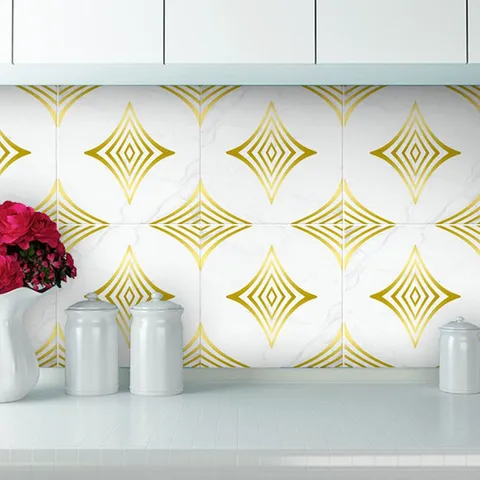 Waterproof Anti Slip Tile Sticker Marble Metal Texture Gold Minimalist Wall Sticker For Kitchen Bathroom Home Decor