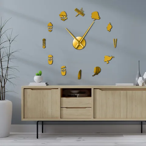Modern DIY Acrylic Wall Clock Large 3D Mirror Wall Sticker European Style Hair Salon Decor Silent Giant Clock