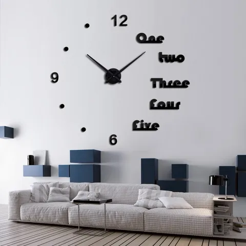 DIY Acrylic Mirror Wall Clock European Style Large Wall Sticker Clock Modern Design Silent Clock For Living Room Home Decor