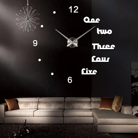 DIY Acrylic Mirror Wall Clock European Style Large Wall Sticker Clock Modern Design Silent Clock For Living Room Home Decor