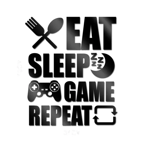 Αυτοκόλλητο Τοίχου 3D Ακρυλικό Καθρέφτη Eat Sleep Game Repeat Αυτοκόλλητα Γραμμάτων Αφαιρούμενα DIY Διακόσμηση Τοίχου για Παιδικό Δωμάτιο