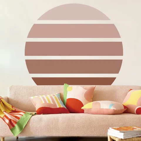 Boho Bohemian Wall Sticker Self Adhesive PVC Geometric Stripe Round Wall Mural For Living Room Bedroom Home Decor