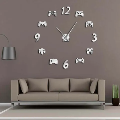 Moderne Acryl Spiegel Wanduhr 3D DIY Game Controller Design Große Hängende Uhr Für Wohnzimmer Heimdekoration