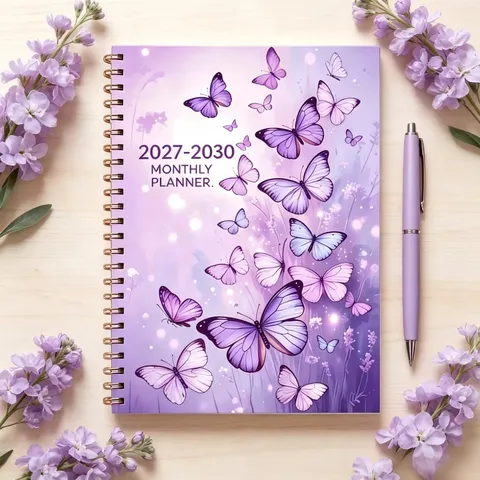 Monthly Planner Five Year Calendar Notebook Cute Animal Illustration Spiral Bound Daily Schedule Book