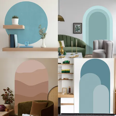 Sticker Mural en PVC Autocollant Imperméable de Style Bohème Arche Géométrique Art Mural pour Salon Chambre Décoration de Maison