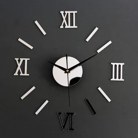 Modern Acrylic Mirror Wall Clock Roman Numerals 3D DIY Silent Wall Sticker For Living Room Home Office Decor