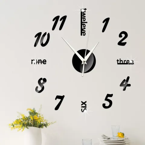 DIY Acrylic Wall Clock Modern Minimalist Mirror Wall Sticker Silent Quartz Clock Home Living Room Bedroom Decor