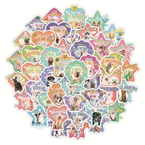 Original Cute Puppy Meme Waterproof Stickers Set Decorative Decals For Skateboard Storage Box Phone Case