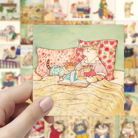Pacchetto di Adesivi per Gatti di Cartoni Animati Carini Decalcomanie in Vinile Impermeabili per Bagagli Custodia per Telefono Portatile