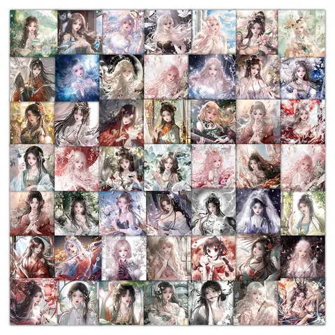 Adesivi per Cartoni Animati di Ragazza Anime in Stile Antico Carini Decorativi Impermeabili Decalcomanie per Bottiglia d'Acqua Laptop Custodia per Telefono