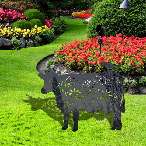Acrylic Cow Yard Art Garden Stake Outdoor Lawn Decor Hollow Silhouette Animal Yard Sign Ornament for Patio Yard