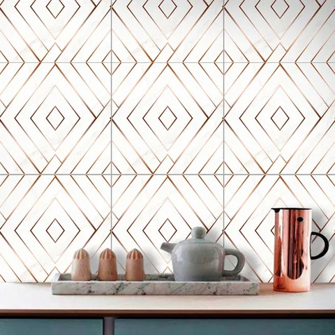 Adesivo per Piastrelle in PVC Impermeabile con Tessstura di Marmo Autoadesivo Adesivo da Parete e Pavimento Design Geometrico Decorazione