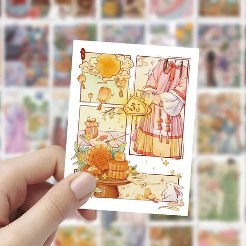Ancient Chinese Style Illustration Cartoon Stickers Decorative Waterproof Decals for Luggage Phone Case Notebook