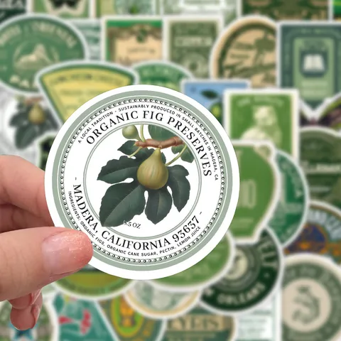 Adesivi Per Cartoni Animati Botanici Vintage Verde Retro Adesivi Impermeabili Estetici Per Bagagli Laptop Custodia Per Telefono