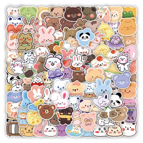 Adesivi Graffiti Impermeabili con Orso di Cartone Animato Carino Decalcomanie per Laptop Chitarra Valigia Scatola di Cancelleria