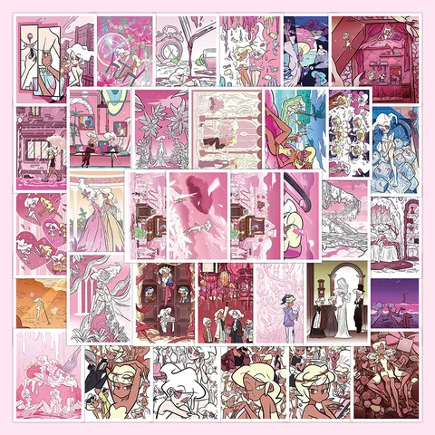 Adesivi Cartoon Principessa Rosa Adesivi in Vinile Impermeabili Carini Estetici Per Custodia Del Telefono Laptop Scrapbook
