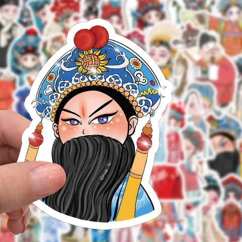 Adesivi Cartoon di Personaggi dell'Opera Cinese PVC Impermeabile Retro Adesivi Decorativi DIY per Bagagli Cover per Cellulare