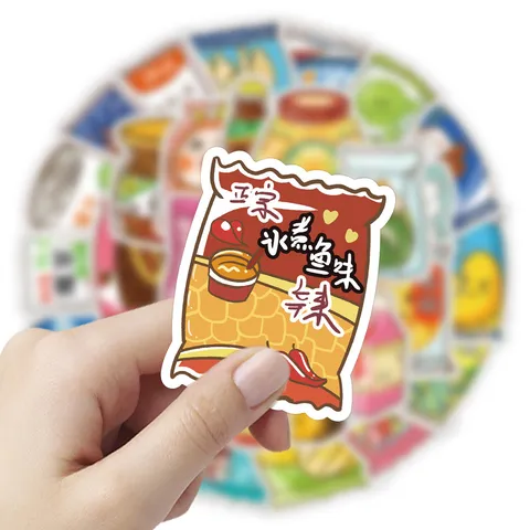 Autocollants de Snack de Dessin Animé 60Pcs DécalcomANIES PVC Imperméables Pack de Stickers Mignons pour Coque de Téléphone Guitare