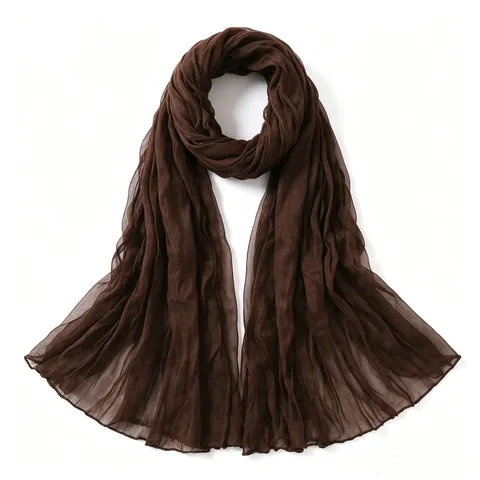 Women's Solid Color Pleated Voile Scarf Breathable Lightweight Long Scarf Multipurpose Head Wrap Fashion Neckwear
