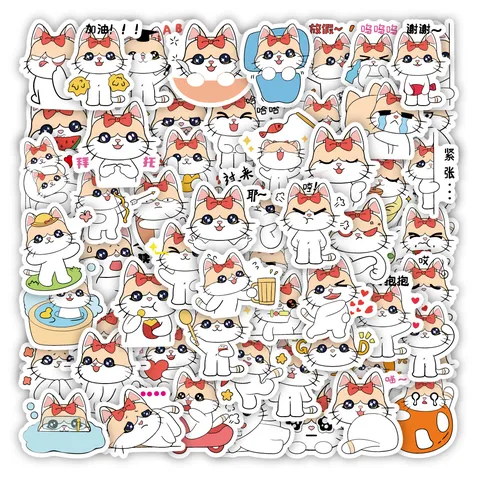 Adesivi Impermeabili Originali Gatto Cartone Animato Carino Decorativo Diario Cancelleria Zaino