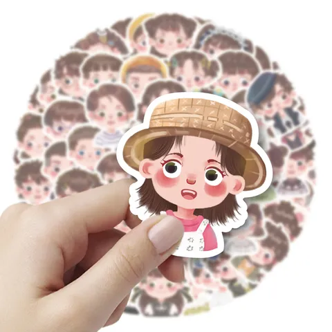 Cute Q-Version Cartoon Portrait Waterproof Vinyl Stickers Decals For Scrapbook Notebook Luggage Scooter Decoration