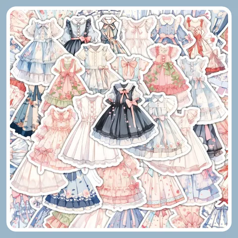 Adesivi per Cartoni Animati con Abito da Principessa Lolita Originali Decalcomanie in PVC Impermeabili Per Bottiglia d'Acqua Custodia per Telefono Cancelleria