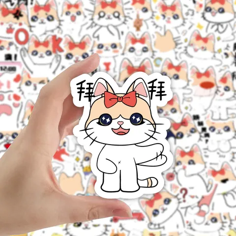 Adesivi Impermeabili Originali Gatto Cartone Animato Carino Decorativo Diario Cancelleria Zaino