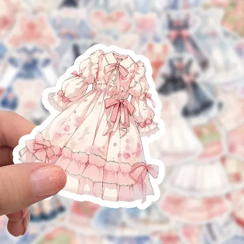 Adesivi per Cartoni Animati con Abito da Principessa Lolita Originali Decalcomanie in PVC Impermeabili Per Bottiglia d'Acqua Custodia per Telefono Cancelleria